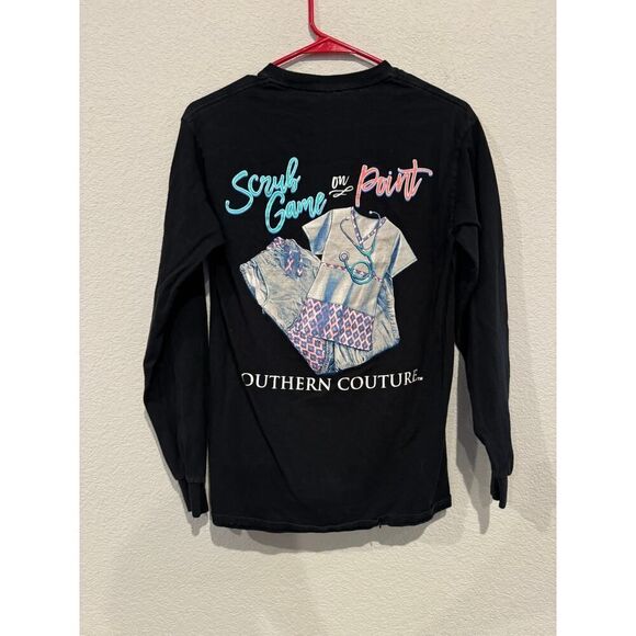Southern Couture Women's Size S Crew Neck Long Sleeved Sweatshirt Black - Picture 2 of 6